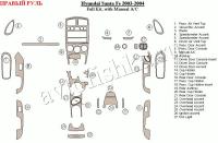 Hyundai Santa Fe (03-04) декоративные накладки под дерево или карбон (отделка салона), полный набор, c ручной климат контроль, правый руль