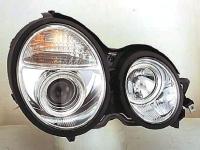 Mercedes E W210 (99-02) передние линзовые фары хромированные, комплект 2 шт.