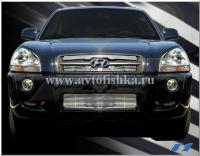 Hyundai Tucson (04-) решетка радиатора и бампера хромированные из нержавеющей стали, комплект 3 шт.