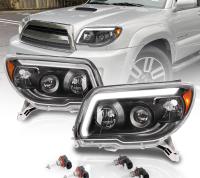 Toyota 4Runner (2006-2009) передние фары чёрные с LED подсветкой