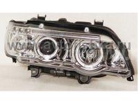 BMW X5 E53 (98-03) фары передние хромированные, со светящимися ободками, линзовые