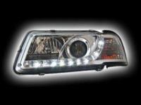 Audi A3 (96-02) фары передние линзовые хромированные, со светодиодной подсветкой, комплект 2 шт.