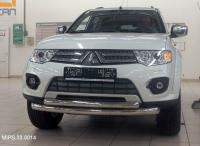 Mitsubishi Pajero Sport (08–15) Защита переднего бампера двойная d 76/60 мм, нерж.