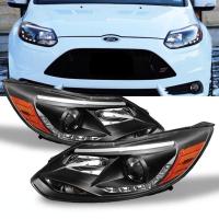 Ford Focus 3 (12-13) фары передние черные линзовые, ДХО подсветкой