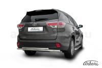 Защита заднего бампера Arbori d57+d42 двойная радиусная TOYOTA HIGHLANDER 2014-