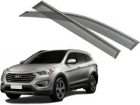 Hyundai Santa Fe (12–/15–) Дефлекторы боковых окон с хромированным молдингом, OEM стиль