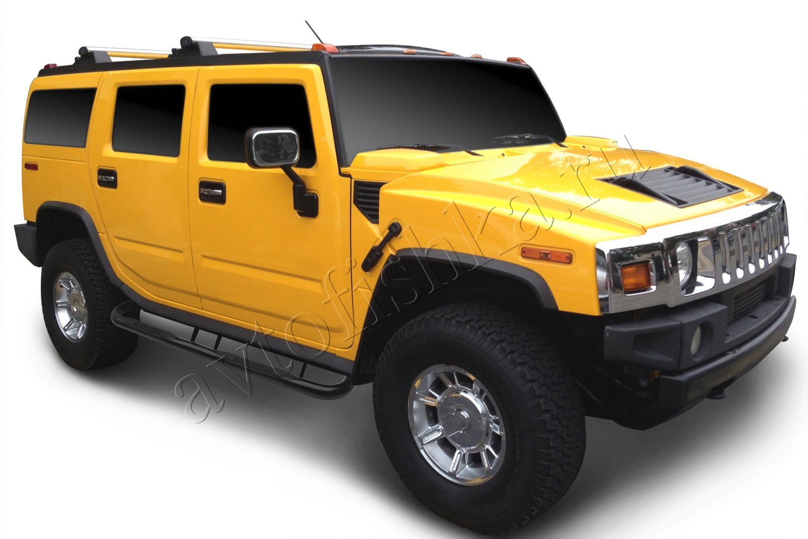 Hummer H2 (02-08) подножки боковые черные, труба 76 мм из нержавеющей стали  купить в Москве - Автофишка