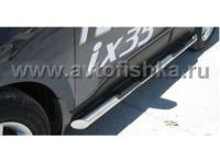 Hyundai ix35 (09-) пороги боковые, труба 70 мм с накладками