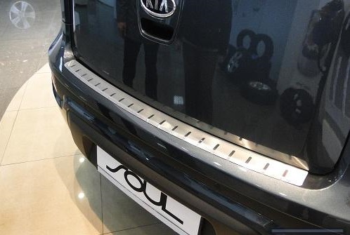 Kia Soul (09-) накладка на задний бампер профилированная с загибом, нержавеющая сталь, к-кт 1шт.