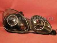 Lexus GS300, GS400, GS430, Toyota Aristo (97-05) фары передние линзовые черные со светящимися ободками, комплект 2 шт.