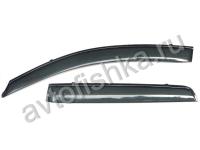 Mitsubishi Outlander XL (06-12) дефлекторы боковых окон темные, ветровики с черным молдингом, комплект 4 шт.