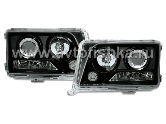 Mercedes E W124 (93-95) фары передние линзовые черные, комплект 2 шт.