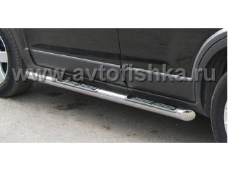 Chevrolet Captiva пороги боковые, труба 70 мм с накладками