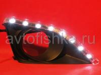 Toyota Corolla (06-10) рамки противотуманных передних фар с дневным ходовым светом DRL, комплект 2 шт.