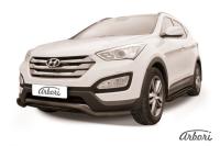 Защита переднего бампера Arbori d57 "волна" черная HYUNDAI SANTA-FE 2012-