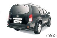 Защита Заднего бампера Arbori d76+d42 двойная черная NISSAN PATHFINDER 2010-2014