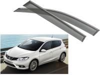 Nissan Tiida (15–) Дефлекторы боковых окон с хромированным молдингом, OEM стиль, хэтчбек