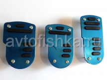 Накладки синие металлические на педали универсальные, для автомобилей с МКПП, комплект 3 шт.