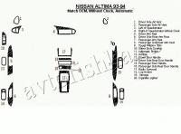 Декоративные накладки салона Nissan Altima 1993-1994 АКПП, без часов, OEM Match, 19 элементов.
