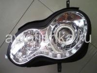 Mercedes C-class W203 (00-07) фары передние линзовые хромированные, со светодиодной подсветкой, комплект 2 шт.