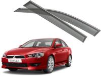 Mitsubishi Lancer (07–) Дефлекторы боковых окон с хромированным молдингом, OEM стиль