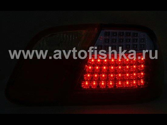 Mercedes W208 CLK (97-03) задние фонари красно-хромированные светодиодные, комплект лев.+ прав.