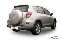 Защита заднего бампера "уголки" Arbori d57+d42 двойные черные TOYOTA RAV-4 2009-2010