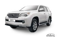 Защита переднего бампера Arbori d76+d57 двойная черная LEXUS GX-460 2010-2013
