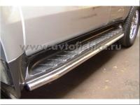 Toyota Land Cruiser Prado 120 (02-09) защита боковых порогов, труба 42 мм из нержавеющей стали, комплект 2 шт.