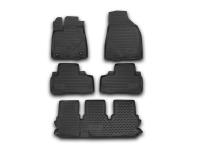 Toyota Highlander (14–16) Коврики в салон, 5 шт. (полиуретан), чёрные