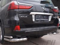Lexus LX (15–) Защита заднего бампера уголки d 76/42 мм, нерж.