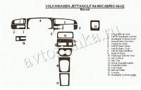 Декоративные накладки салона Volkswagen Jetta 1994-1998 ручной, 18 элементов.