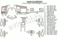 Декоративные накладки салона Honda Civic 2006-2011 4 двери, с навигацией система