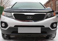 Kia Sorento (10–12) Защита радиатора, чёрная, верх (с вырезом под логотип)