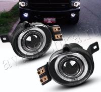 Dodge RAM 1500, 2500, 3500 (02-10), Durango (04-06) фары противотуманные линзовые, со светящимися ободками, комплект 2 шт.