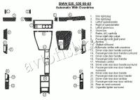 Декоративные накладки салона BMW 5 1989-1993 АКПП, с Overdrive, 25 элементов.