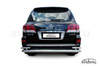 Защита заднего бампера Arbori d76+d42 двойная LEXUS LX-570 2012-