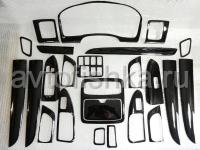 Toyota Land Cruiser Prado 120 (02-) накладки в салон автомобиля под дерево, цвет черный рояль (piano black), комплект 24 предмета.