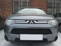 Mitsubishi Outlander (12–13) Защита радиатора, чёрная (2 части)