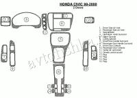 Декоративные накладки салона Honda Civic 1999-2000 2 двери 16 элементов.