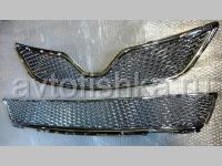 Toyota Corolla (11-13) верхняя решетка радиатора и нижняя переднего бампера хромированные, дизайн Bentley, комплект 2 шт.