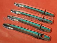 Mitsubishi Outlander XL, Lancer 10, ASX, Peugeot 4007, Citroen C-crosser пластиковые хромированные накладки на внешние ручки дверей, комплект 4 шт.