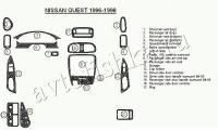 Декоративные накладки салона Nissan Quest 1996-1998 полный набор, 17 элементов.