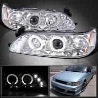 Toyota Corolla (92-97) AE100 фары передние линзовые хромированные со светящимися ободками, комплект 2 шт.