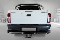 Toyota Hilux (12–) Защита заднего бампера одинарная, угловая (76 мм, полир. нерж.),