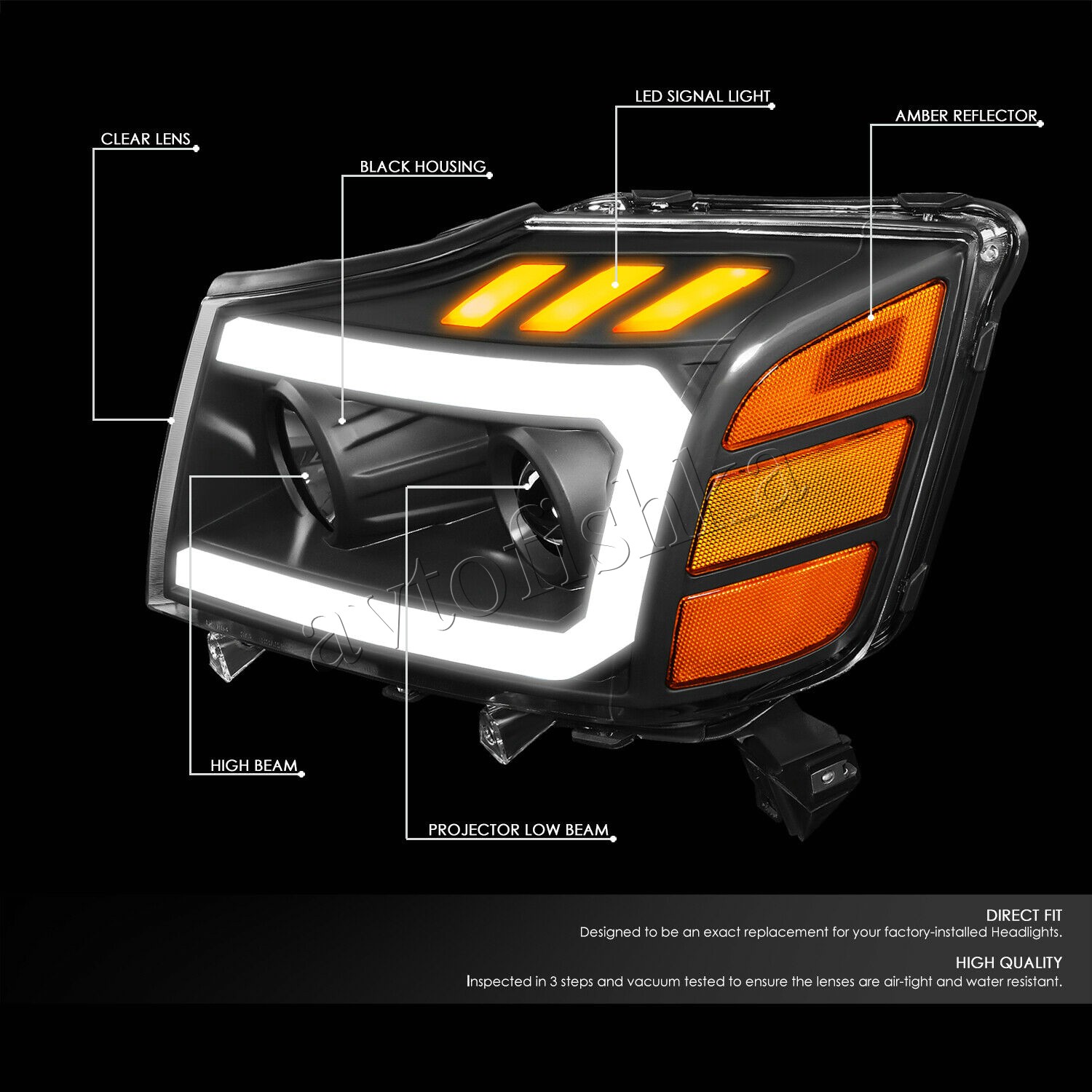 Nissan Titan (04-15), Armada (04-07) LED фары передние линзовые и ДХО  купить в Москве - Автофишка