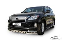 Защита переднего бампера Arbori d57+d57 двойная с ЗК LEXUS LX-570 2012-