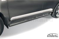 Защита штатных порогов Arbori d76 с проступями черная MITSUBISHI OUTLANDER XL 2006-2010