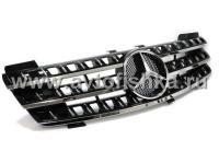 Mercedes ML W164 (05-08) решетка радиатора перфорированная черная с хромом со звездой, дизайн SPORT.