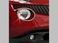 Nissan Juke (2010-) хромированные накладки на передние фары головного света, из нержавеющей стали, комплект 2 штуки
